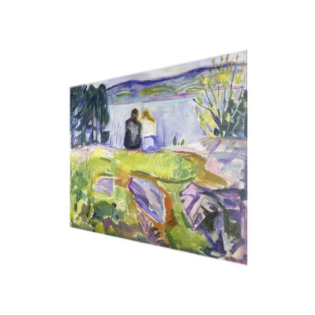 Quadro in vetro - Edvard Munch - Primavera (Paio Amore sulla Riva) - Espressionismo - Orizzontale 4:3