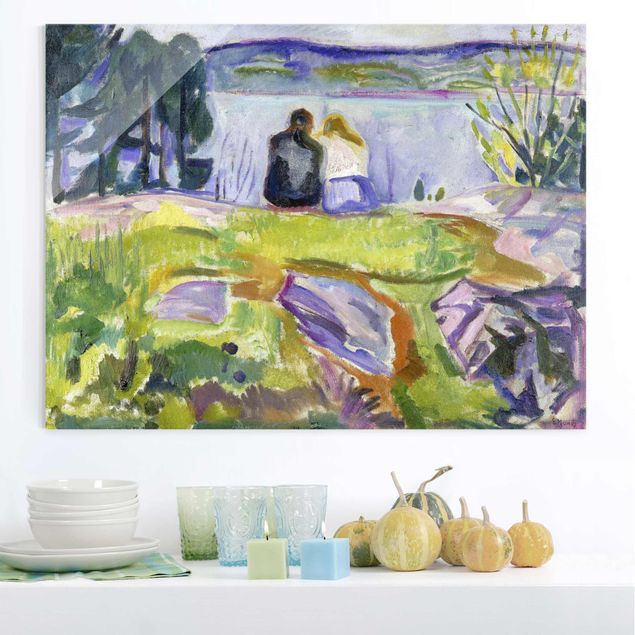 Lavagna magnetica in vetro Edvard Munch - Primavera (coppia di innamorati sulla riva)