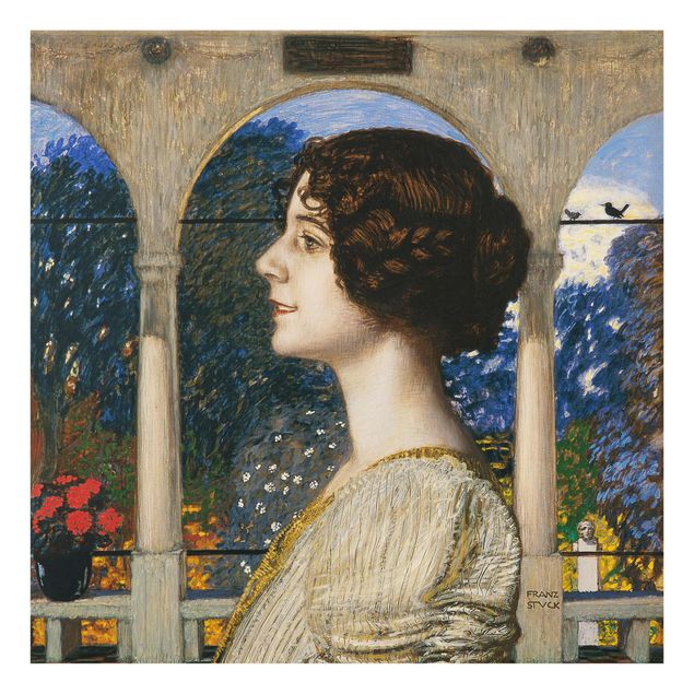 Quadro in vetro - Franz von Stuck - Female Portrait, in the Portico - Quadrato 1:1