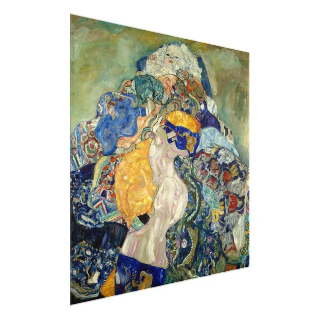 Quadro su vetro - Gustav Klimt - Bambino (culla) - Art Nouveau - Quadrato 1:1