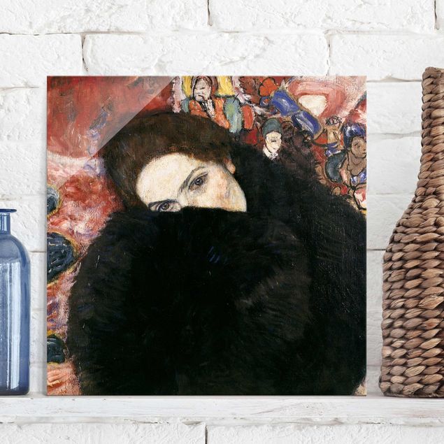 Lavagna magnetica vetro Gustav Klimt - Signora con la muffola
