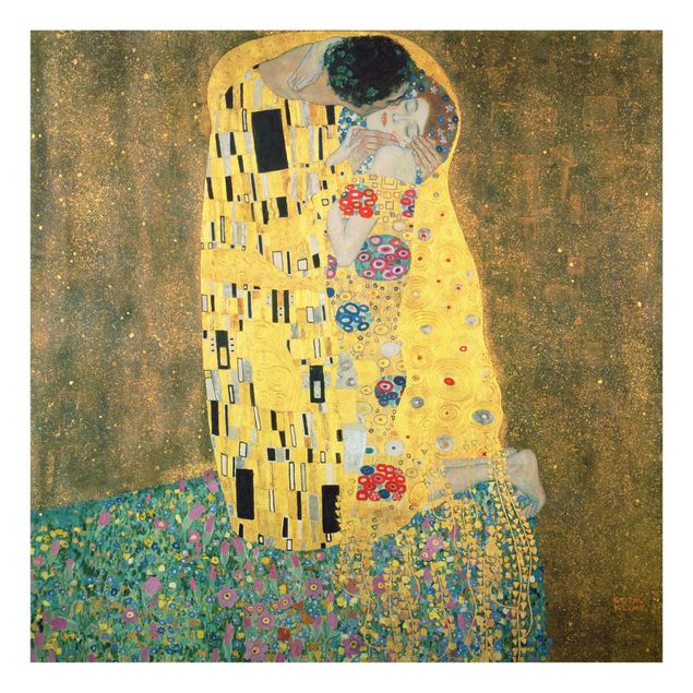Quadro in vetro - Gustav Klimt - Il Bacio - Art Nouveau - Quadrato 1:1
