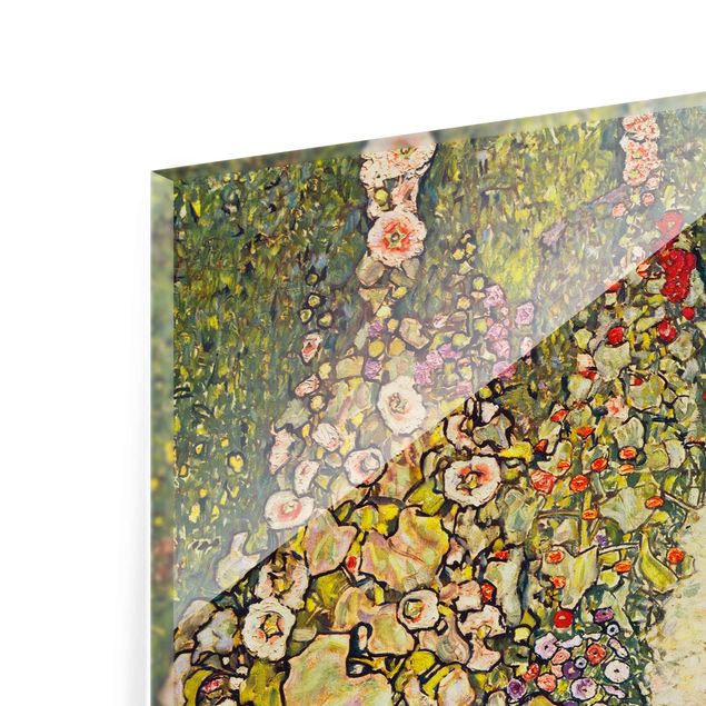 Quadro su vetro - Gustav Klimt - Modo Giardino con Polli - Art Nouveau - Quadrato 1:1