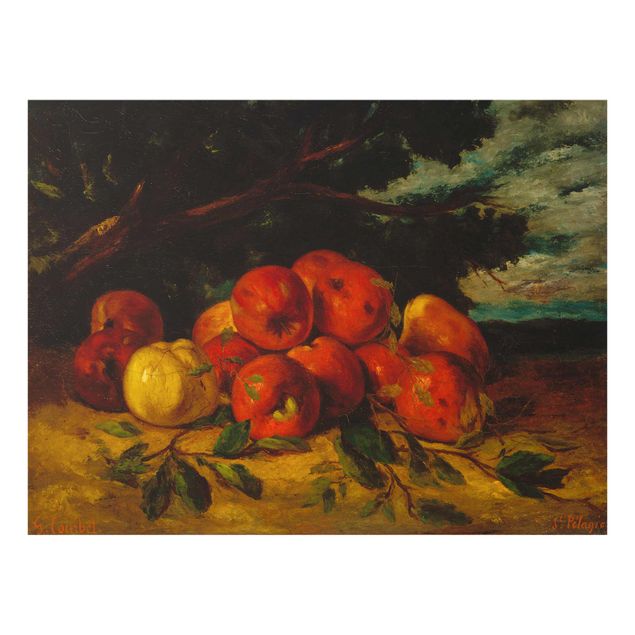 Quadro in vetro - Gustave Courbet - Red Apples at the Foot of a Tree - Orizzontale 4:3