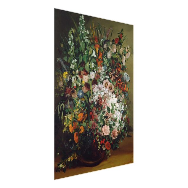 Quadro in vetro - Gustave Courbet - Bouquet of Flowers in a Vase - Verticale 3:4