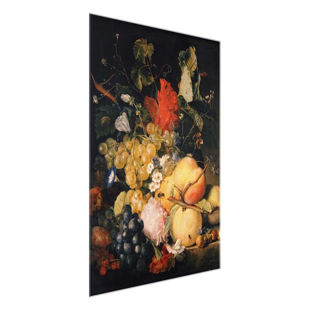 Quadro in vetro - Jan van Huysum - Fruits, Flowers and Insects - Verticale 3:4
