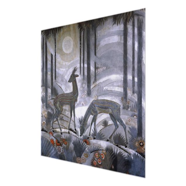 Quadro su vetro - Jean Dunand - Gazelles - Lacquered Wood Panel - Quadrato 1:1