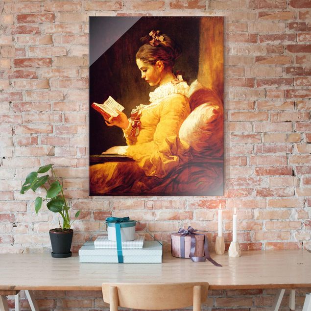 Lavagna magnetica vetro Jean Honoré Fragonard - Giovane ragazza che legge