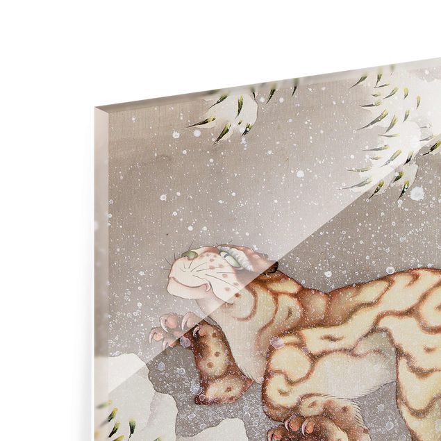 Quadro in vetro - Katsushika Hokusai - Tiger in a Snowstorm - Orizzontale 3:2