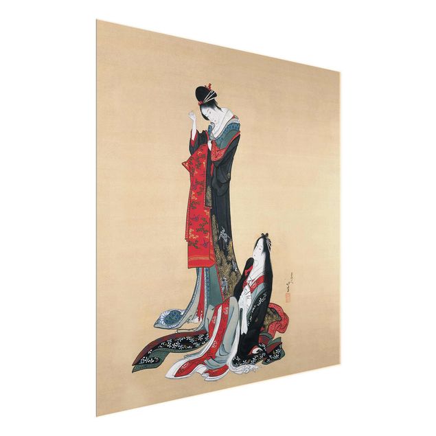 Quadro in vetro - Katsushika Hokusai - Two Courtesans - Quadrato 1:1