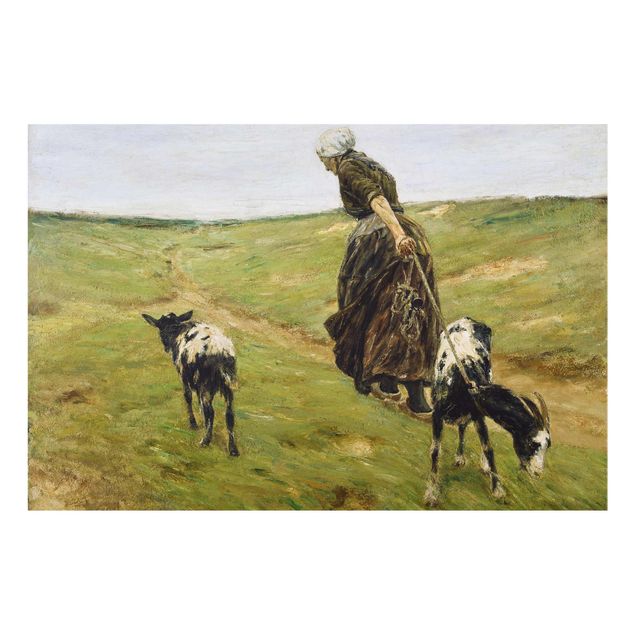 Quadro in vetro - Max Liebermann - Woman with Nanny-Goats in the Dunes - Orizzontale 3:2