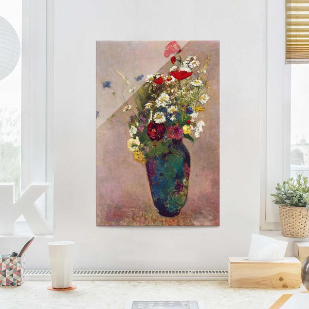 Lavagna magnetica vetro Odilon Redon - Vaso di fiori con papaveri
