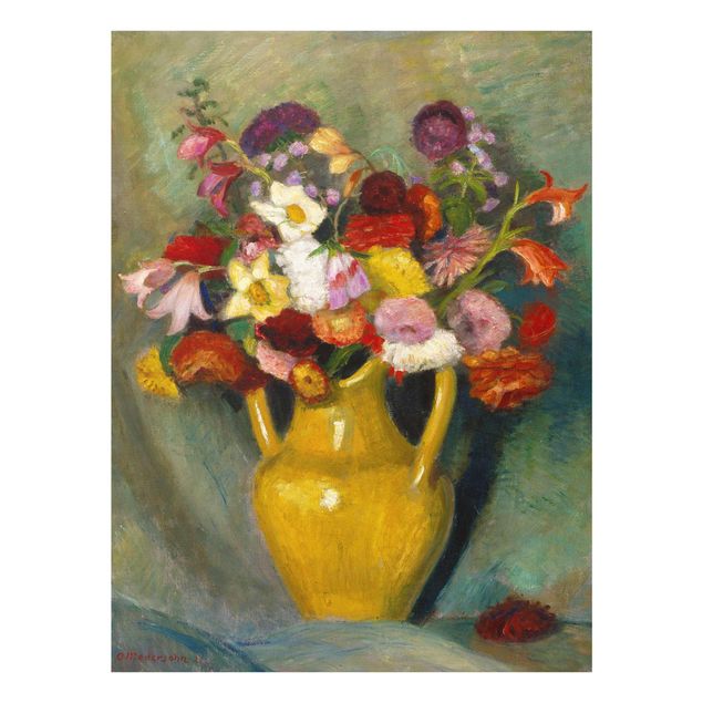 Quadro in vetro - Otto Modersohn - Colorful Bouquet in Yellow Clay Jug - Verticale 3:4