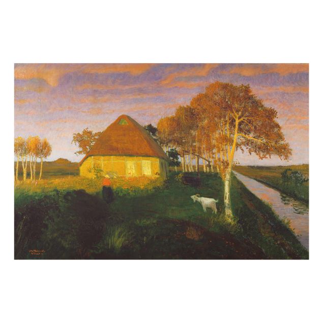 Quadro in vetro - Otto Modersohn - Moor Cottage in the Evening Sun - Orizzontale 3:2