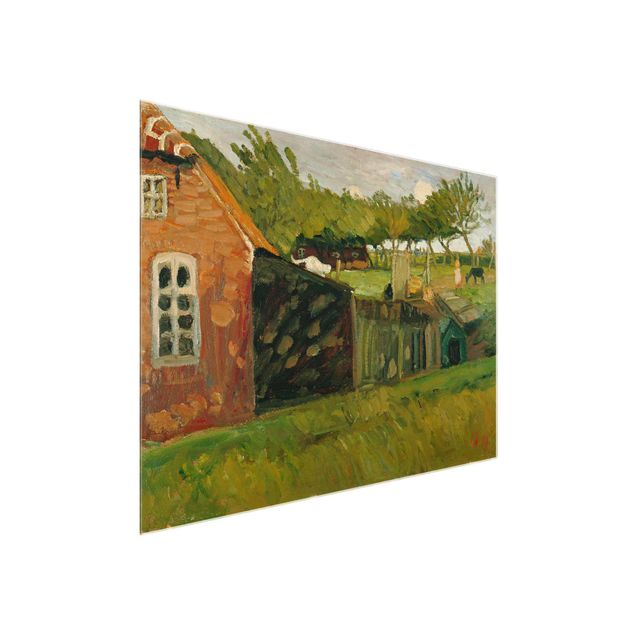 Quadro in vetro - Otto Modersohn - Red House with Stables - Orizzontale 4:3