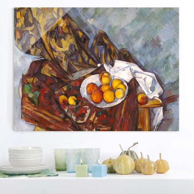 Lavagna magnetica vetro Paul Cézanne - Natura morta, tendaggio di fiori e frutta