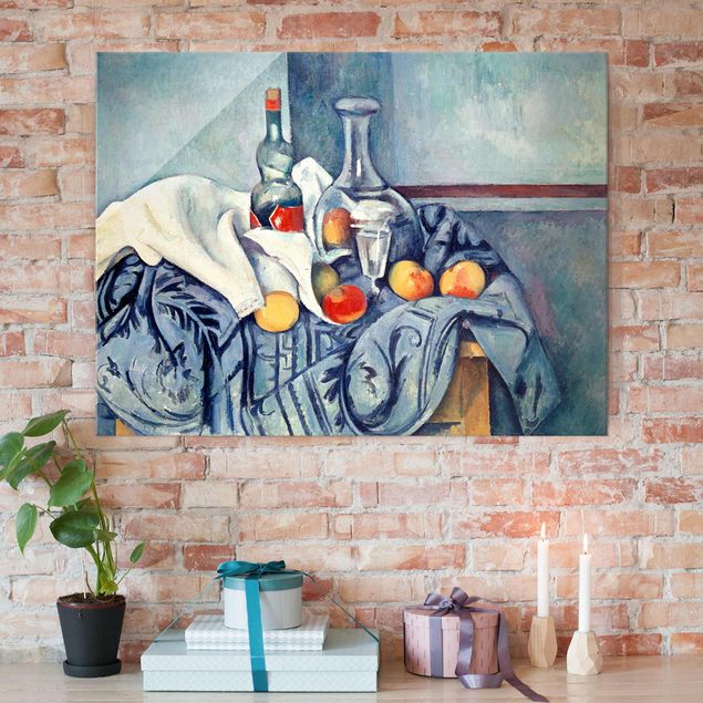 Lavagna magnetica vetro Paul Cézanne - Natura morta con pesche e bottiglie
