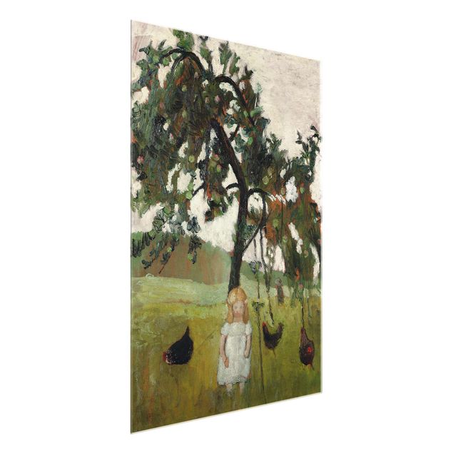 Quadro in vetro - Paula Modersohn-Becker - Elsbeth with Chickens under Apple Tree - Verticale 3:4