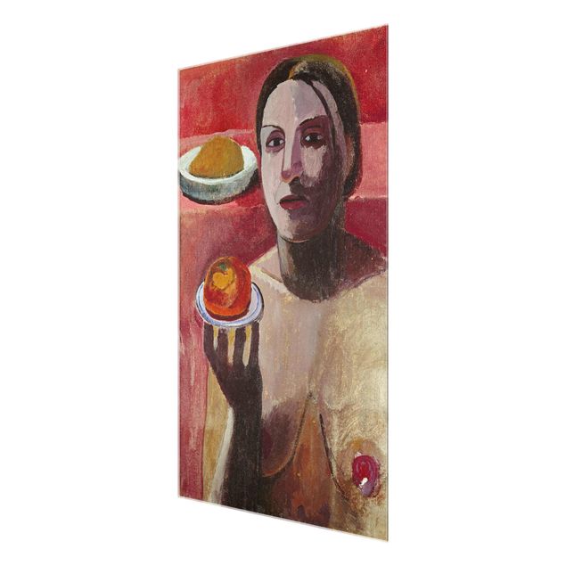 Quadro in vetro - Paula Modersohn-Becker - Semi-nude Italian Woman with Plate - Verticale 2:3