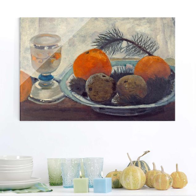 Lavagna magnetica vetro Paula Modersohn-Becker - Natura morta con tazza di vetro smerigliato, mele e ramo di pino