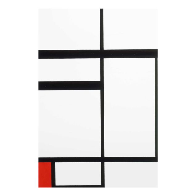 Quadro in vetro - Piet Mondrian - Composition with Red, Black and White - Verticale 2:3