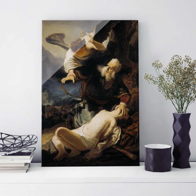 Lavagna magnetica vetro Rembrandt van Rijn - L'angelo impedisce il sacrificio di Isacco