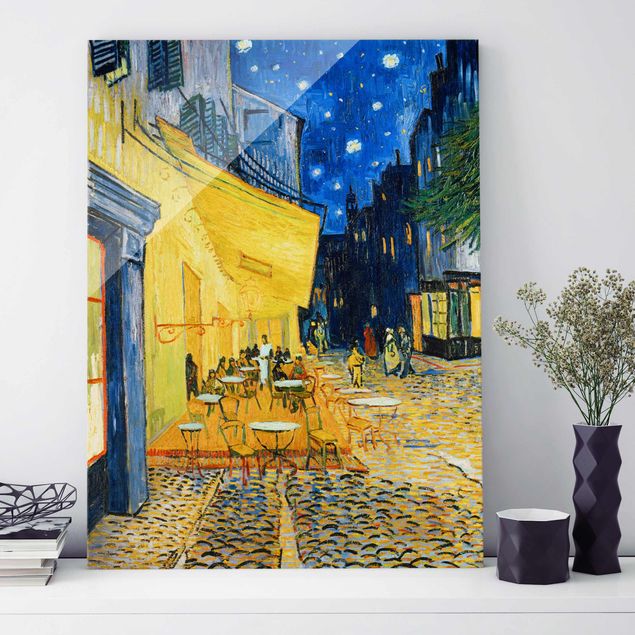 Quadro in vetro Vincent van Gogh - Terrazza del caffè la sera, Place du  Forum, Arles - Post-Impressionismo verticale 3:4 su