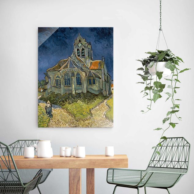Quadro su vetro - Vincent van Gogh - La chiesa di Auvers - Post-Impressionismo - Verticale 3:4