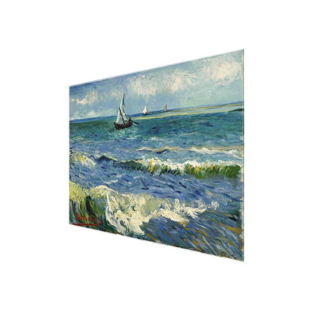 Quadro in vetro - Vincent van Gogh - Paesaggio marino a Saintes-Maries-de-la-Mer - Post-Impressionismo - Orizzontale 4:3