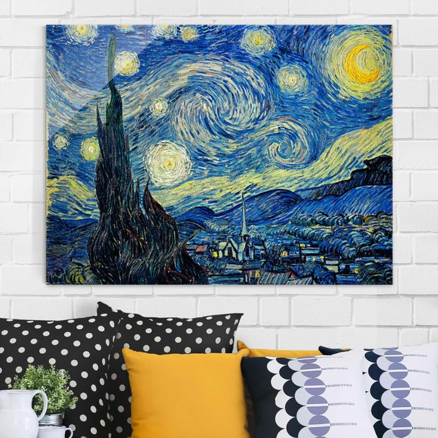 Lavagna magnetica in vetro Vincent Van Gogh - La notte stellata