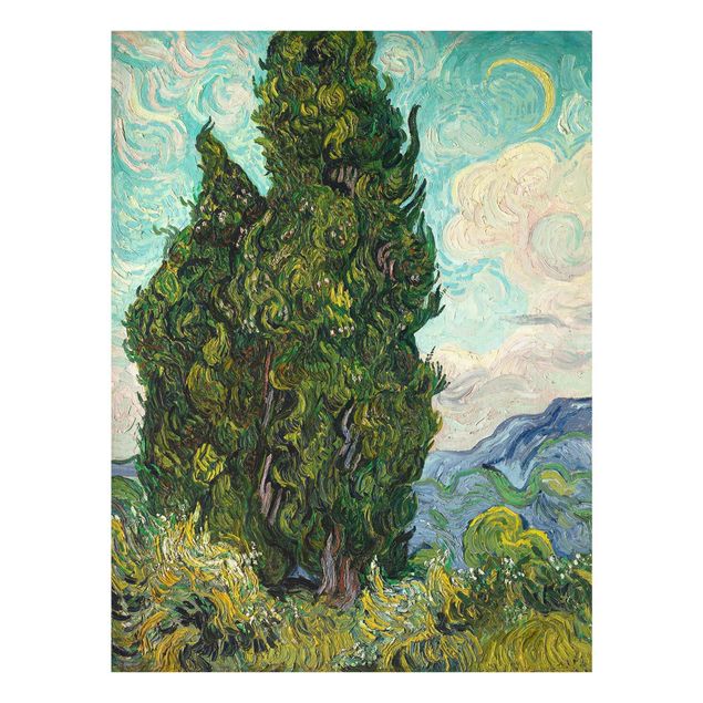 Quadro su vetro - Vincent van Gogh - Cipressi - Post-Impressionismo - Verticale 3:4