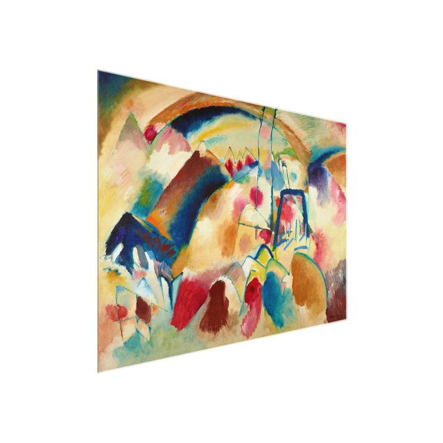 Quadro in vetro - Wassily Kandinsky - Paesaggio con Chiesa - Espressionismo - Orizzontale 4:3