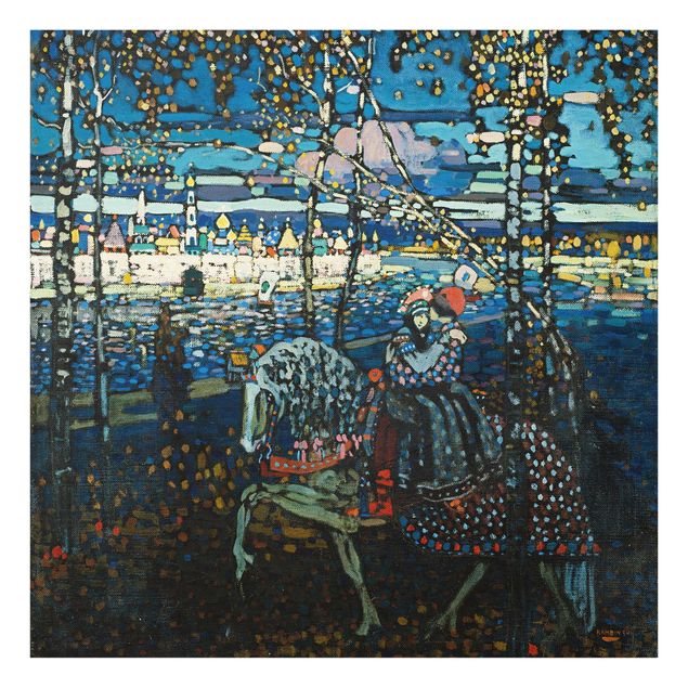 Quadro su vetro - Wassily Kandinsky - Coppia a Cavallo - Espressionismo - Quadrato 1:1