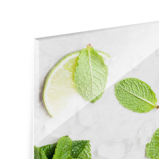 Quadro in vetro - Lime Mint On Ice - Quadrato 1:1