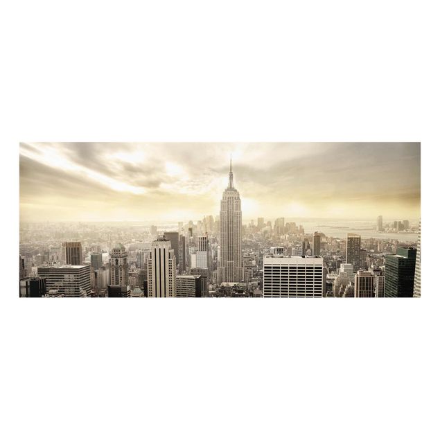Quadro in vetro - Manhattan Dawn - Panoramico