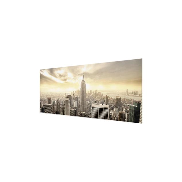 Quadro in vetro - Manhattan Dawn - Panoramico