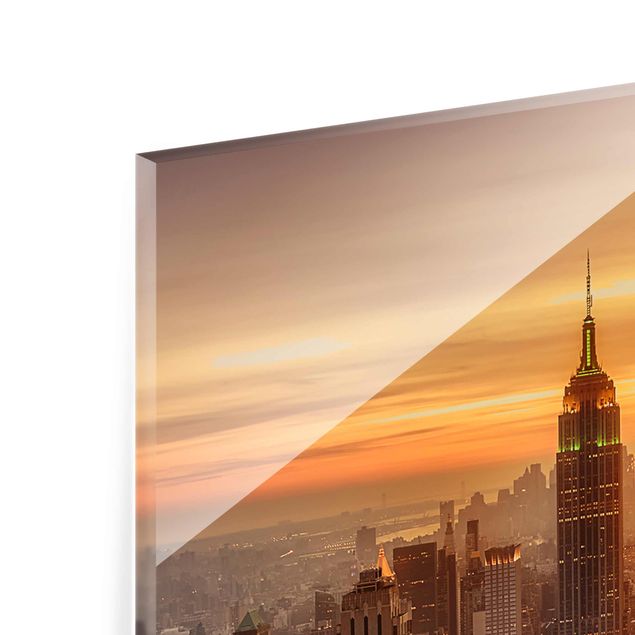 Quadro in vetro - Manhattan Skyline Evening - Verticale 3:4