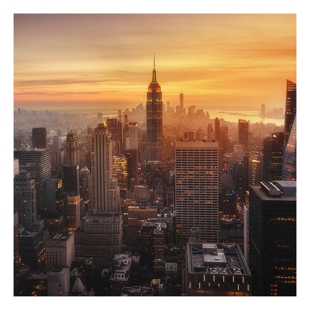 Quadro in vetro - Manhattan Skyline Evening - Quadrato 1:1