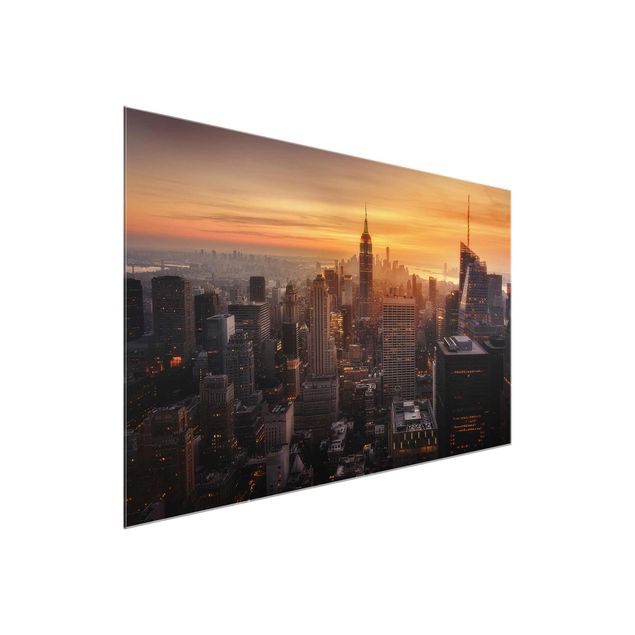 Quadro in vetro - Manhattan Skyline Evening - Orizzontale 3:2