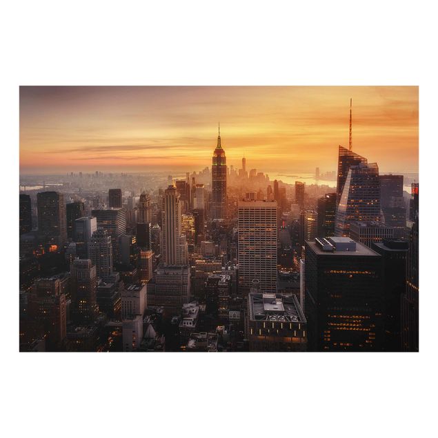 Quadro in vetro - Manhattan Skyline Evening - Orizzontale 3:2