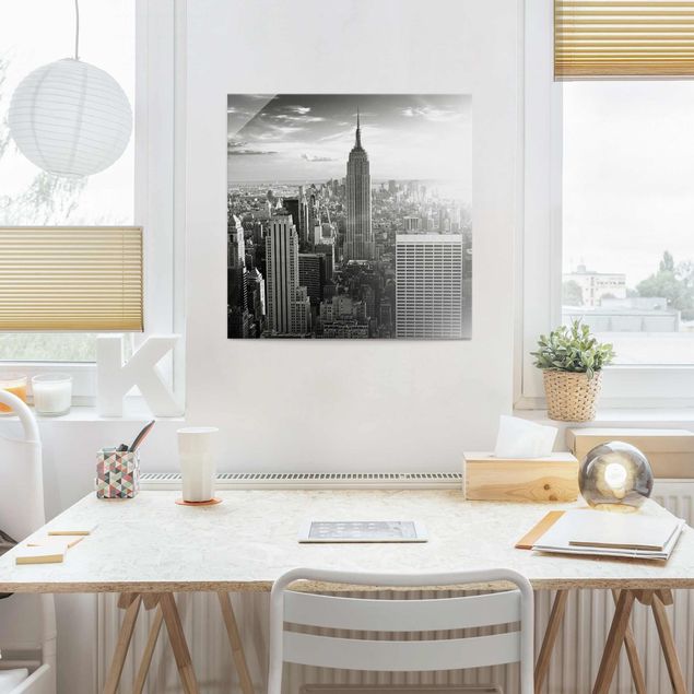 Quadro in vetro - Manhattan Skyline - Quadrato 1:1