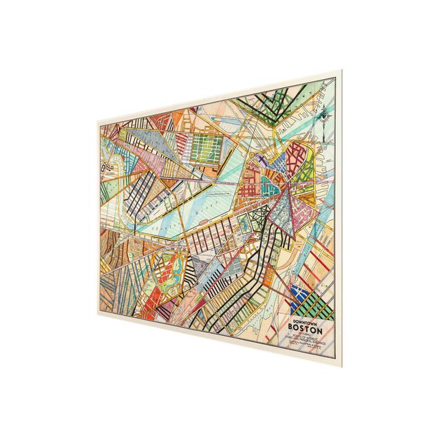 Quadro in vetro - Mappa Moderna Di Boston - Large 3:4