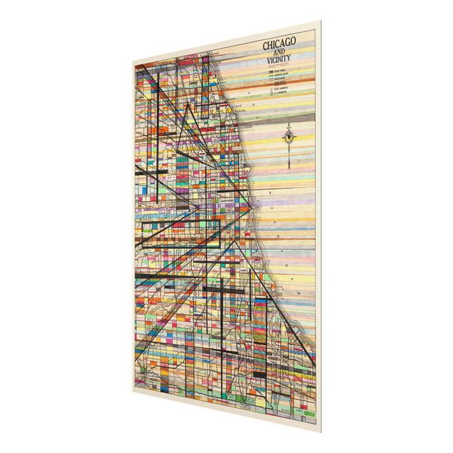 Quadro in vetro - Mappa Moderna Di Chicago - Verticale 3:4
