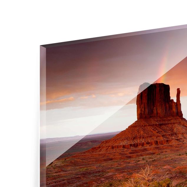 Quadro in vetro - Monument Valley at sunset - Panoramico