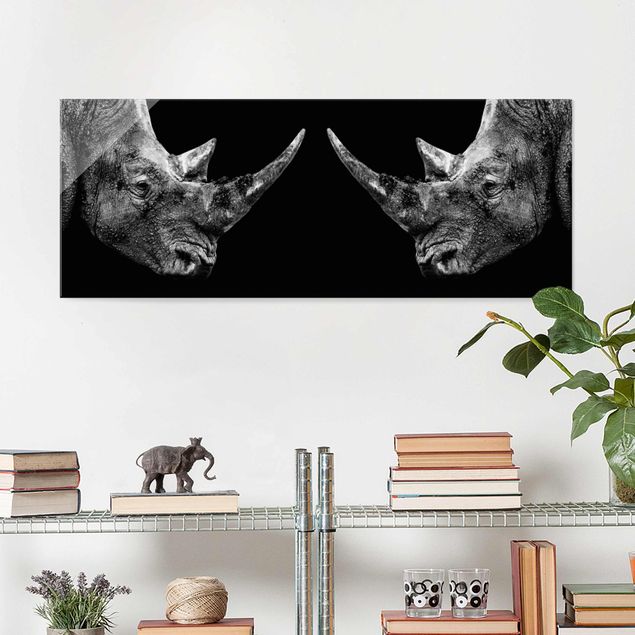 quadri con animali Duello di rinoceronti