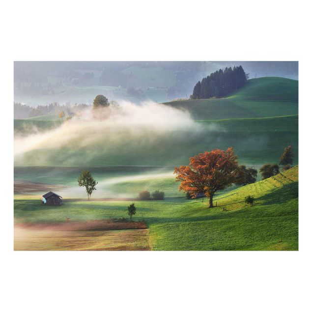 Quadro in vetro - Misty Autumn Day Svizzera - Orizzontale 3:2