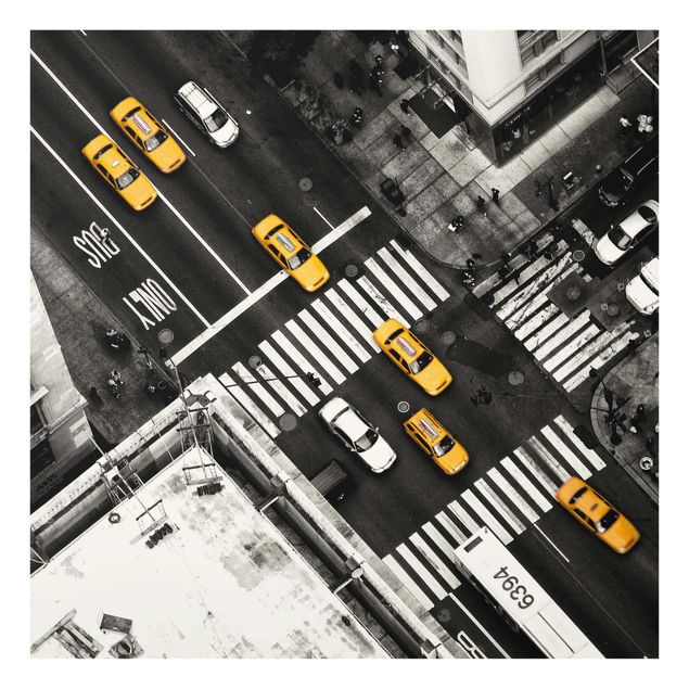 Quadro in vetro - I taxi di New York - Quadrato 1:1