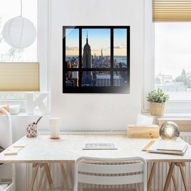 Lavagna magnetica vetro Finestra di New York vista sull'Empire State Building