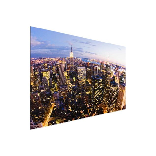Quadro in vetro - New York skyline at night - Orizzontale 3:2