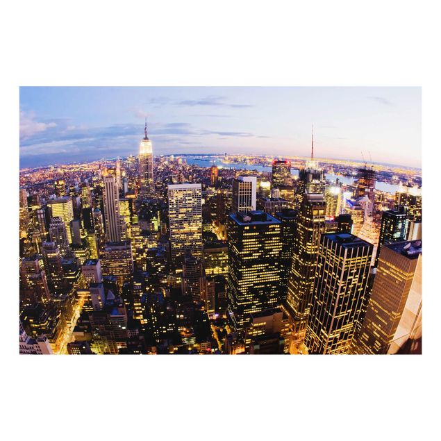 Quadro in vetro - New York skyline at night - Orizzontale 3:2